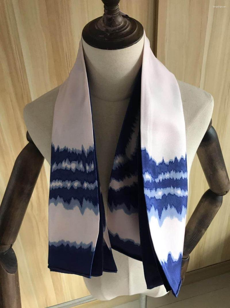 

Scarves 2023 Arrival Winter Brand Blue Silk Scarf 90 Cm Square Shawl Hand Made Roll Wrap For Women Lady