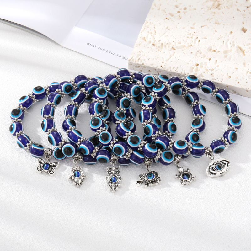 Classic Design Animal Charm Bracelet 10MM Blue Evil Eye Beads Bracelets Jewelry for Gift-image-878901455