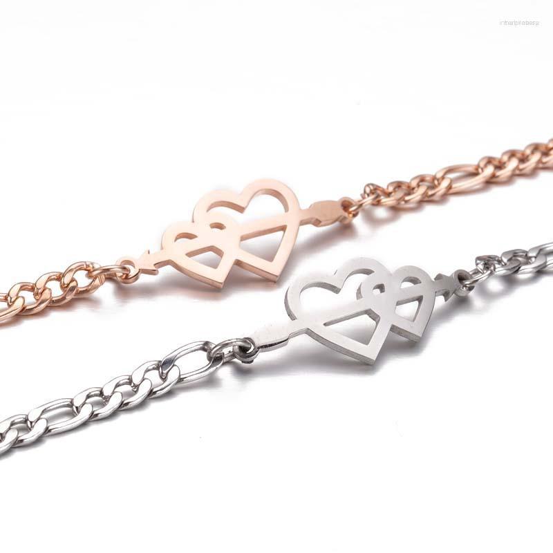 

Link Bracelets Women Gold Cupid Heart Stainless Steel Chains On Hand Charm Couples Bracelet Gifts For Woman Necklace Punk Accessories
