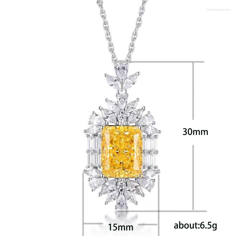 

Pendant Necklaces Sparkling Yellow Cubic Zirconia Necklace Women Wedding Anniversary Party Luxury Accessories Gift Trendy Jewelry Drop Ship