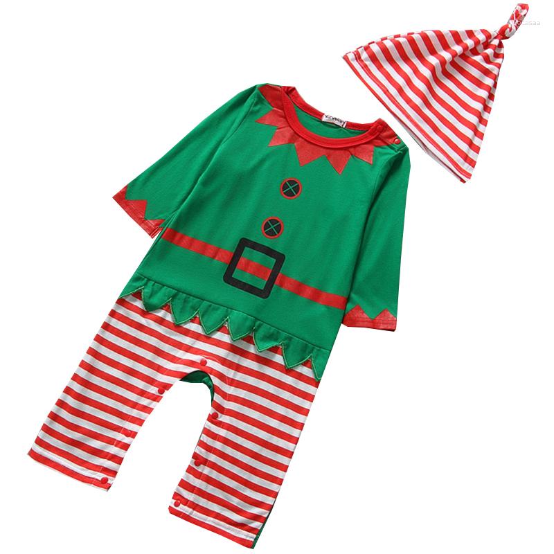 

Clothing Sets Infant 1st Christmas Romper Baby Striped Long Sleeve Bodysuit 12M 18M 24M 3T Toddler Fashion Costume Red Hat Boy Outfits, As show