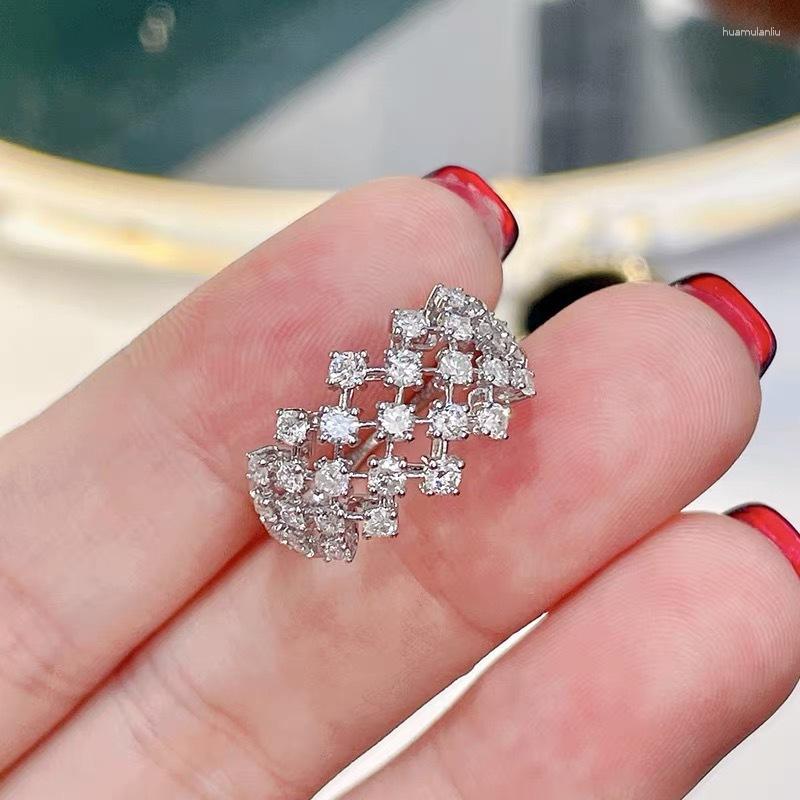 

Cluster Rings Hollow Zircon Finger Ring 925 Sterling Silver Engagement Wedding Band For Women Promise Birthday Party Jewelry Gift