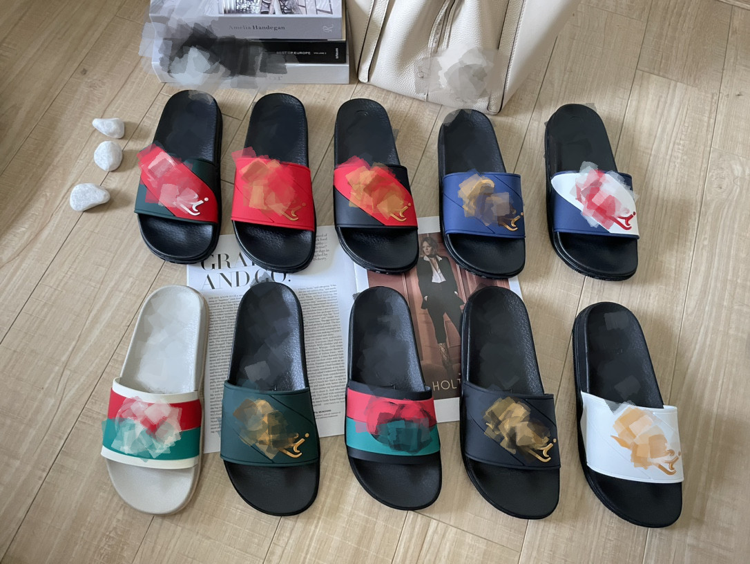 

New Designer Slides Mens Women Slippers Summer Sandals Beach Brocade G Slide Flat platform Ladies Sandali Bathroom Home Shoes Flip Flops Striped Causal Slipper 35-45, Gucql619-14 83