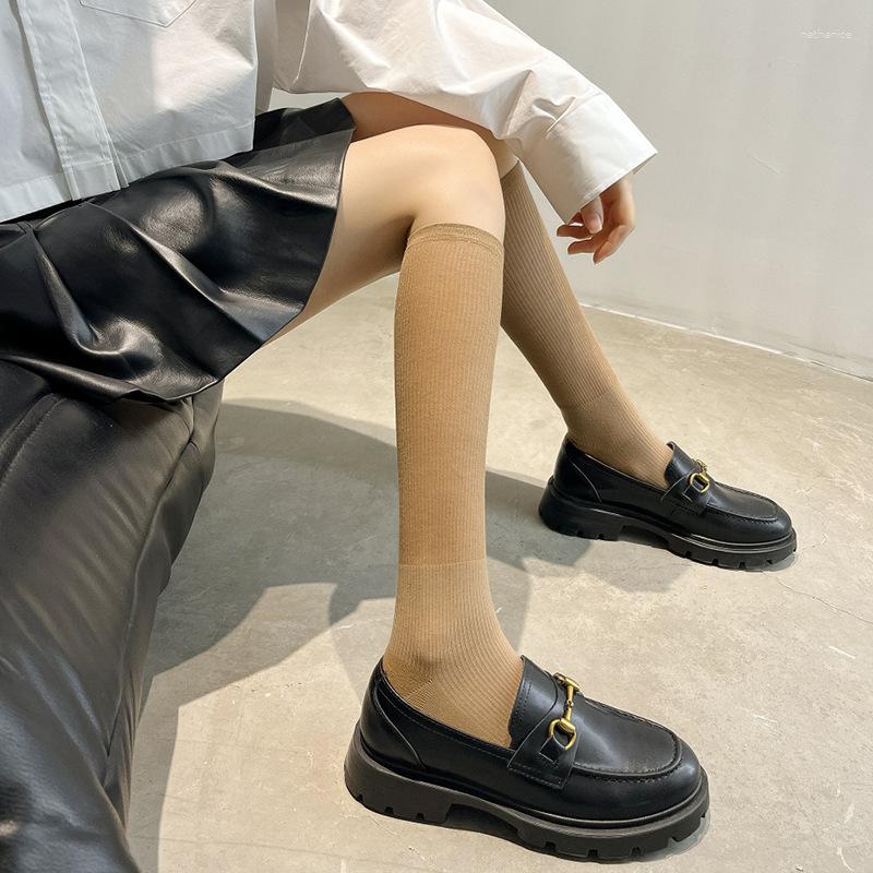 

Women Socks Spring Summer JK Korean Knee High Sock Fashion Sweet Solid Color Girls Long Tube Breathable Soft Cotton Thin Stockings, Black