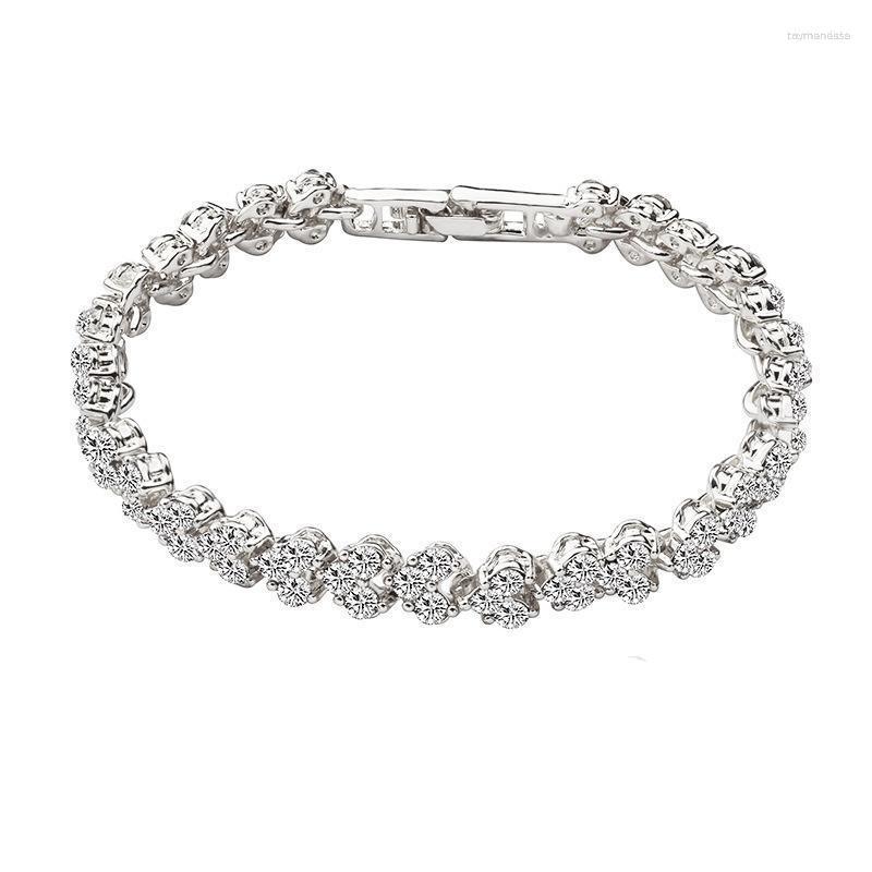 

Link Bracelets Chain Women Roman Style Crystal Alloy Love-Heart Design Fashion Bracelet Handmade Jewelry Gifts H9 Raym22