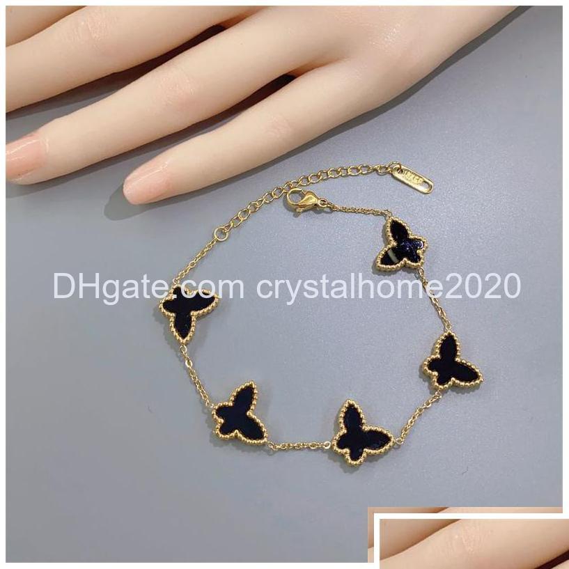 

Charm Bracelets Fashion Design Double Side Clover Bracelet 18K Gold Stainless Steel Jewelry For Gift Drop Delivery Otusk Dht5P