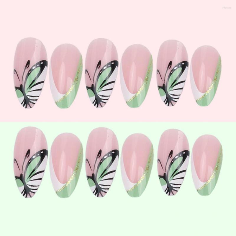 

False Nails Delicate Faux Reusable Long Lasting Full Cover Fake Sticks Eye-catching Nail Patches Salon Accessory, Pink