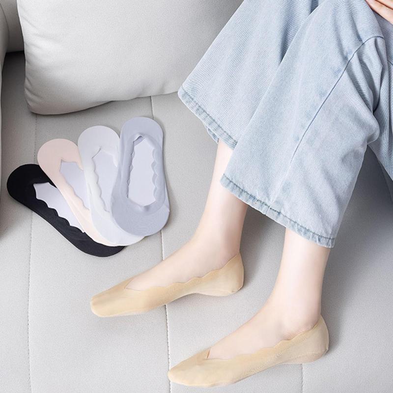 

Sports Socks 1 Pairs Women's Ballerina Solid Non Slip Lace Splice Boat Slipper For Men Grippers, Black