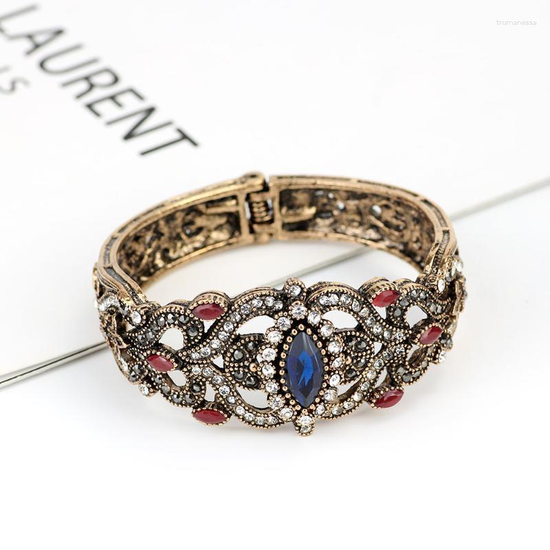 

Bangle Sunspicems Mellow Resin Bridal Jewelry Vintage India Turkish Women Flower Antique Gold Silver Color Bijoux Raym22