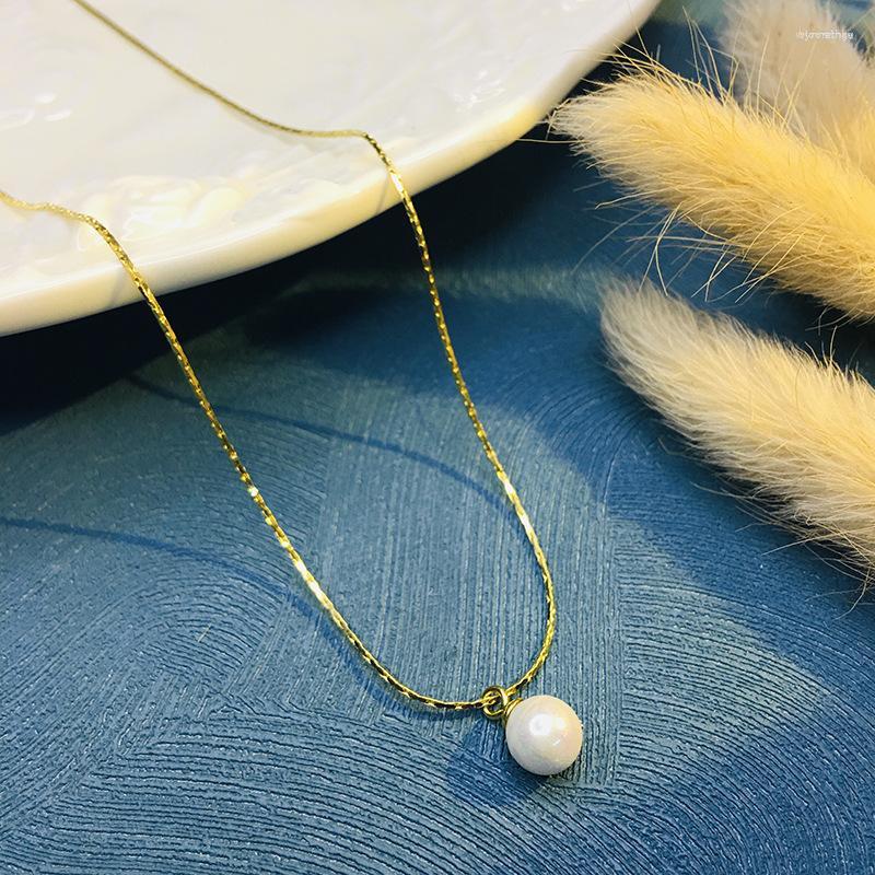 

Chains 925 Silver Beaded Pendant Bamboo Necklace Light Luxury Style Senior Sense Pearl Simple Literary Choker