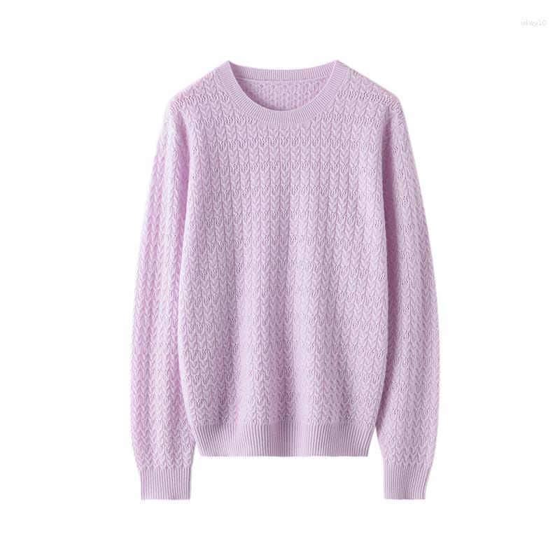 

Women's Sweaters Pullover Women's Hollow Out Cashmere Sweater Solid Color Knitted O-Neck Thin Product Comfortable And Soft, White