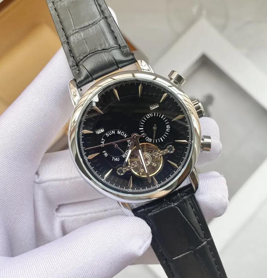 

luxury Wristwatches mens Patekity watch Tourbillon automatic mechanical watches european top brand wristwatch steel and leather strap moon phase, Box