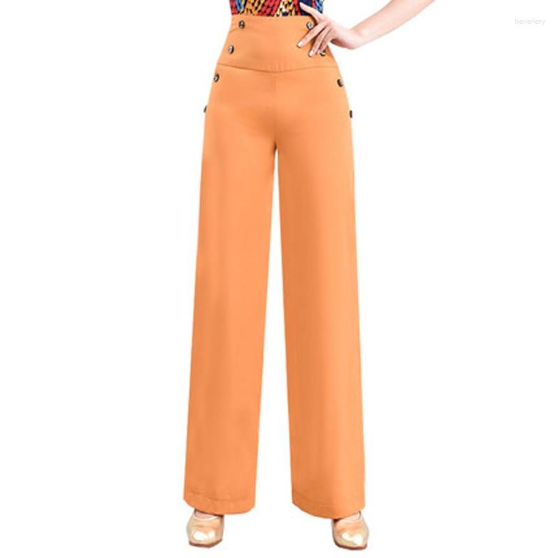 

Stage Wear Jitba Dance Pants Female Loose Latin Practice Ballroom High Waist Wide Leg Summer, Pink