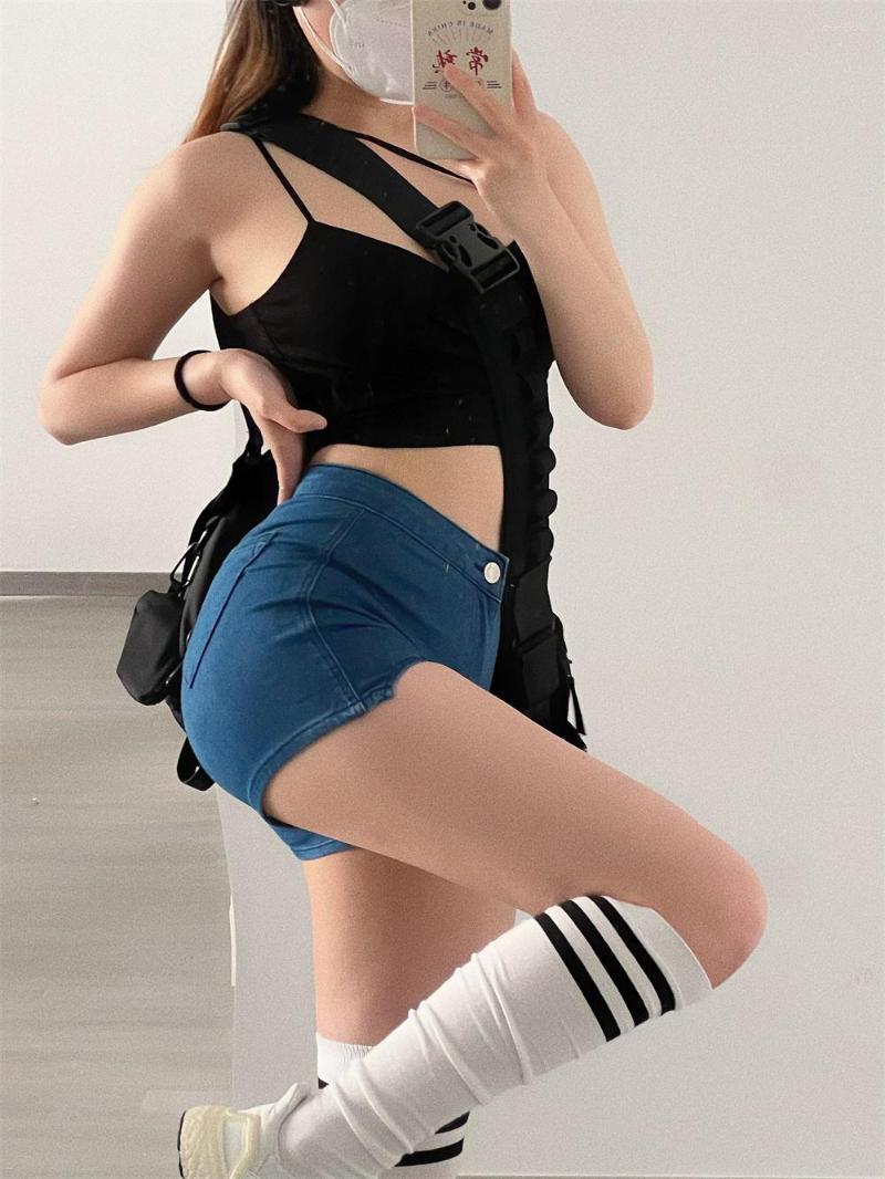 

Women's Shorts Light Colored Thin TVVOVVIN High Waisted Washed Denim For Women's Summer Spicy Girls Versatile Slim Fitting PantsHWTK, Black