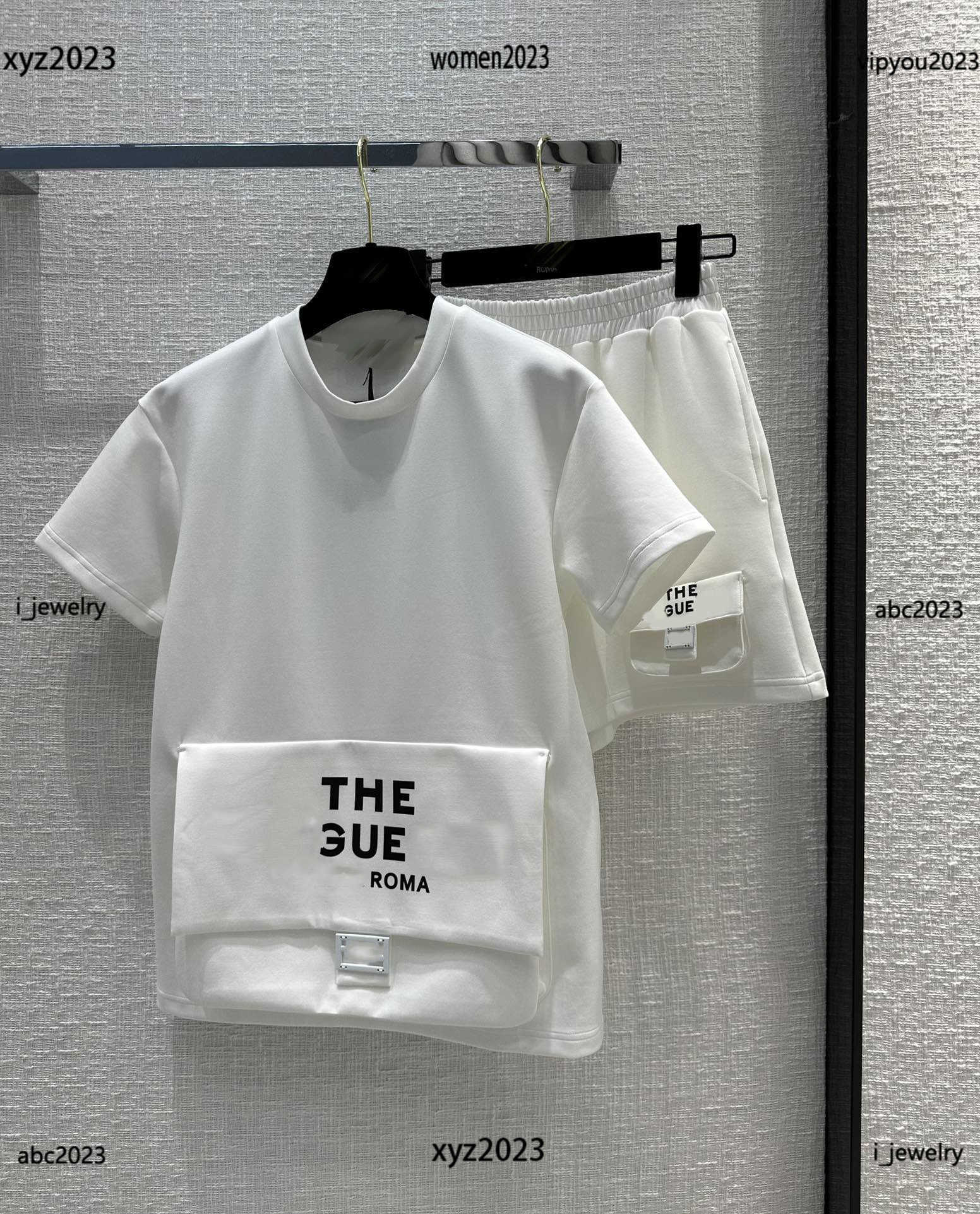 

designer clothes women tracksuits lady Sports suit 2pcs Large flap pocket decoration T-shirt and letter printed shorts June24, #1