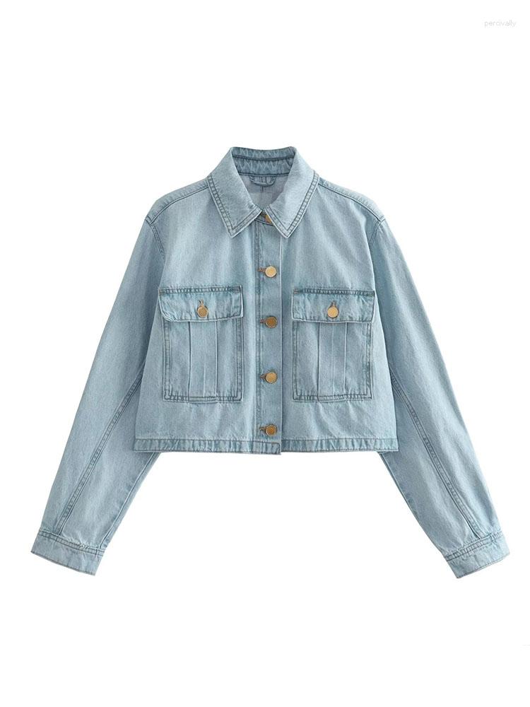 

Women's Jackets Women Denim Jacket 2023 Fashion Single Breasted Cropped Tweed Blazer Coat Vintage Long Sleeve Pockets Top, Blue