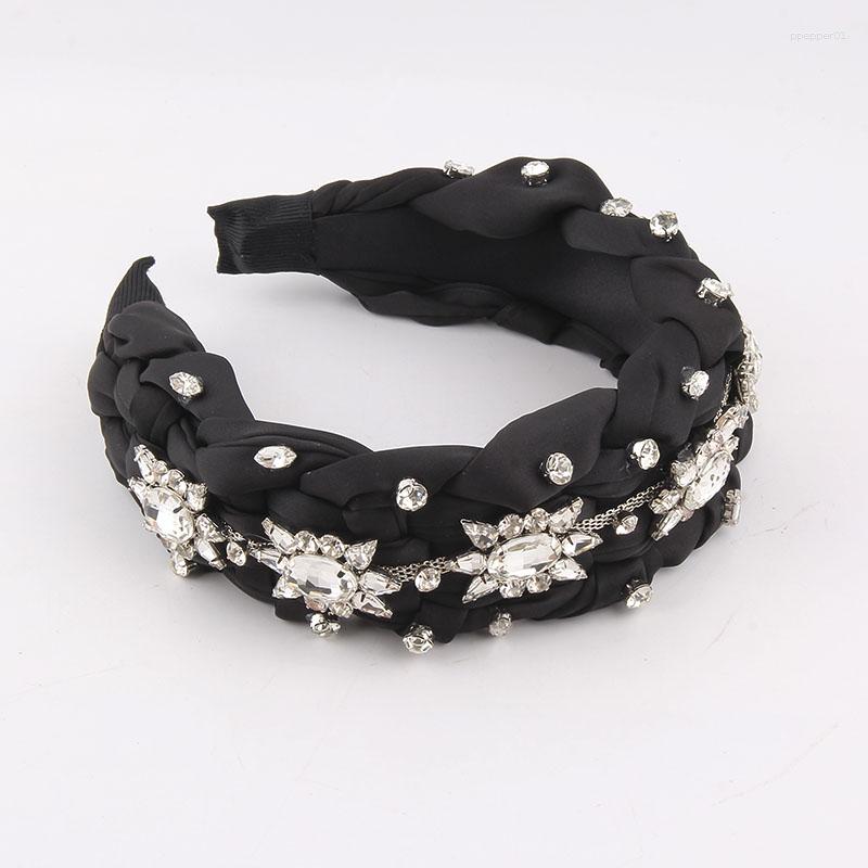 

Hair Clips Black Crystal Twist Cloth Headbands Luxury Colorful Rhinestone Hairband Accessories For Women 58