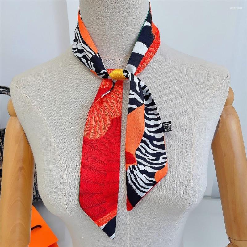 

Scarves Band Accessories Animal Skinny Women Satin Hair Scarf Bag Ribbon Luxury Print Headband Foulard Female Fashion Ties