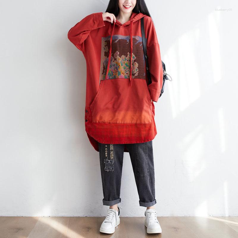 

Women's Hoodies Women Loose Printed Hooded Shirt Pullovers Ladies Print Patchwork Plaid Sweateshirts Female Tops Autumn Spring, Black