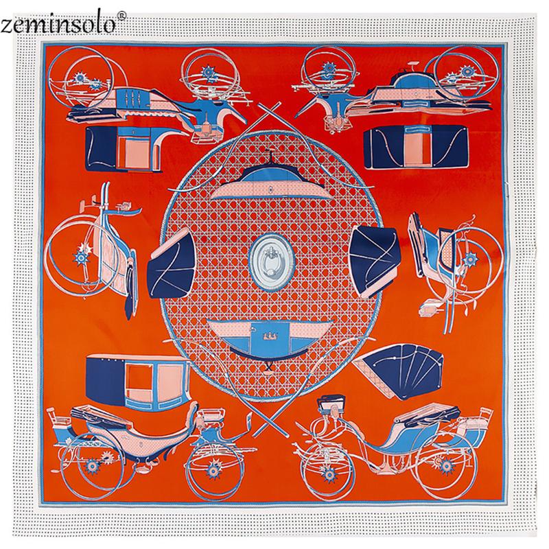 

Scarves 2023 Spring Autumn Female Satin Scarf Bandana Large Square Printed Women Wraps Silk Shawls 130 130cm