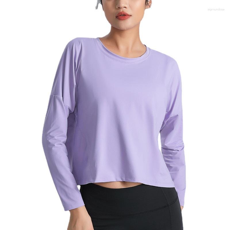 

Active Shirts Loose Sports Long Sleeve Crop Tops Quick-Dry T-Shirts Gym Workout Running Clothing Breathable Blouse Yoga Top -XL, Black