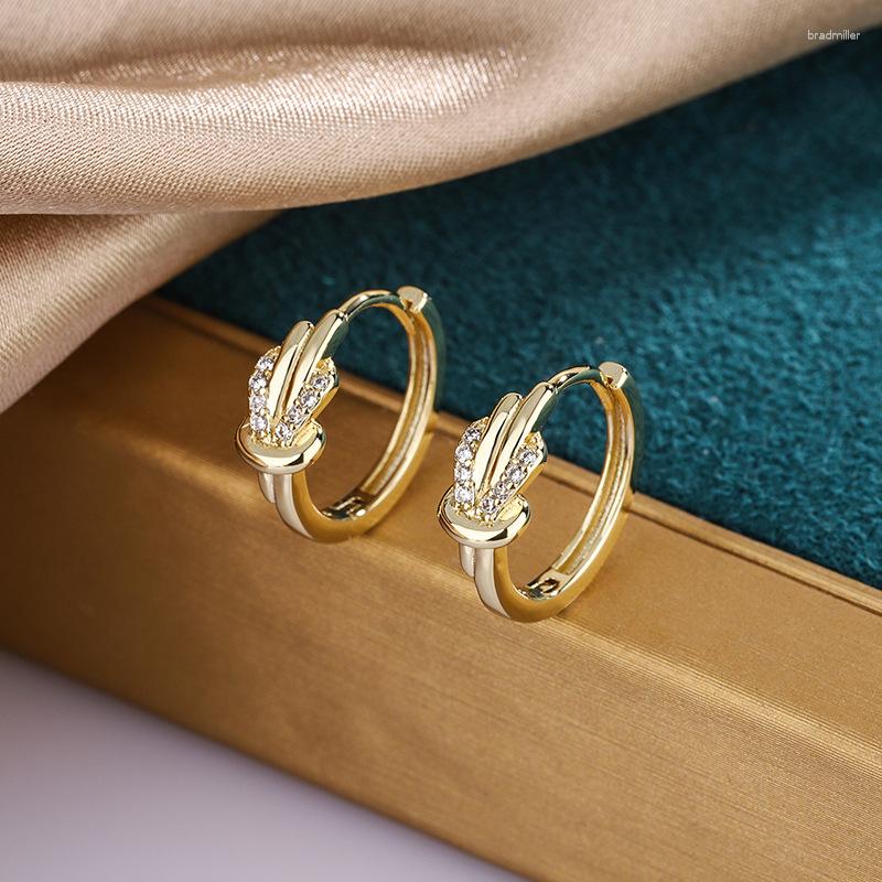 

Stud Earrings 2023 Luxury Knotted Circle Vintage Exquisite Zircon Ear Buckle Simple Korean Fashion Women's