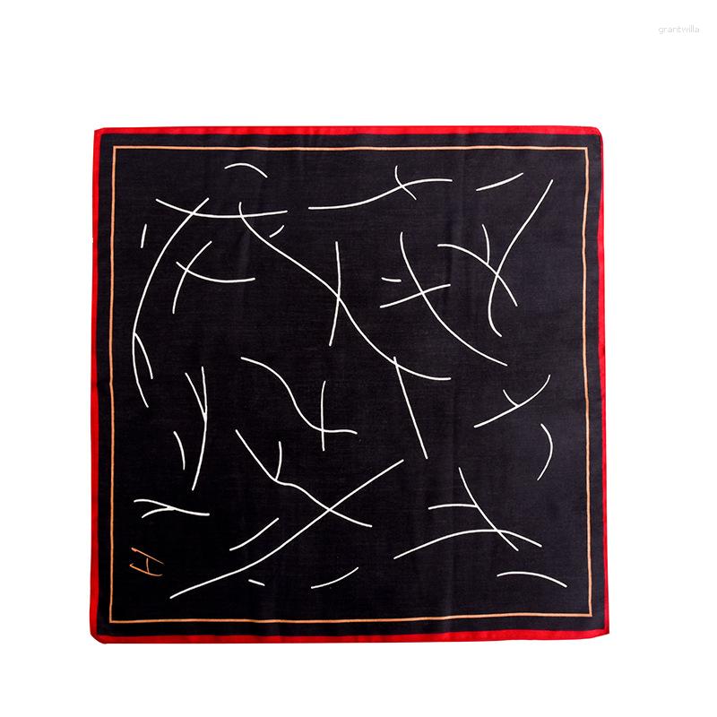 

Scarves Fashionable Commuter Irregular Line Women's Silk Scarf Vintage Geometric Color Block Design Luxury Printing 70x70cm Square