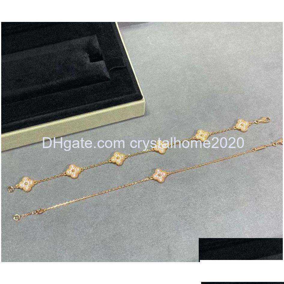 

Pendant Necklaces Luxury Va Esigner 18K Gold Cross Chain Mini Clover 4 Leaf 6 Flower Choker Shining Diamond Crystal Dhw