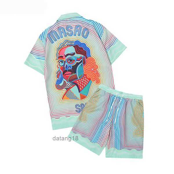 

Casablanc-s 22ss Designer Men t Shirt Set Masao San Print Mens Casual and Short Womens Loose Silk High Quality Tees Free Transportation Tshirt Yt 16 VZSL