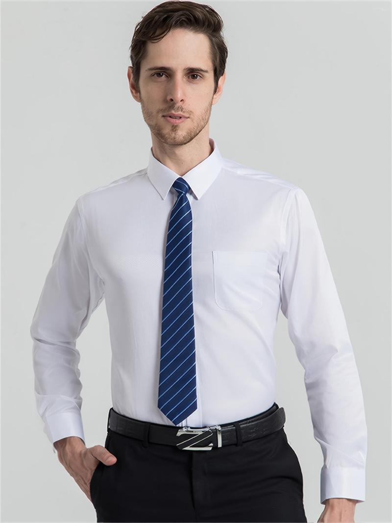 

Men's Casual Shirts Solid Color Business Long Sleeve Suit Shirt, White