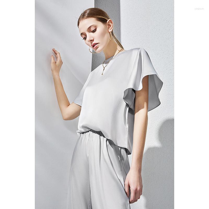 

Women' Blouses Silk Shirt Women' 2023 French Elegant 22 Mm 6A T Satin Solid Standing Collar Top Female