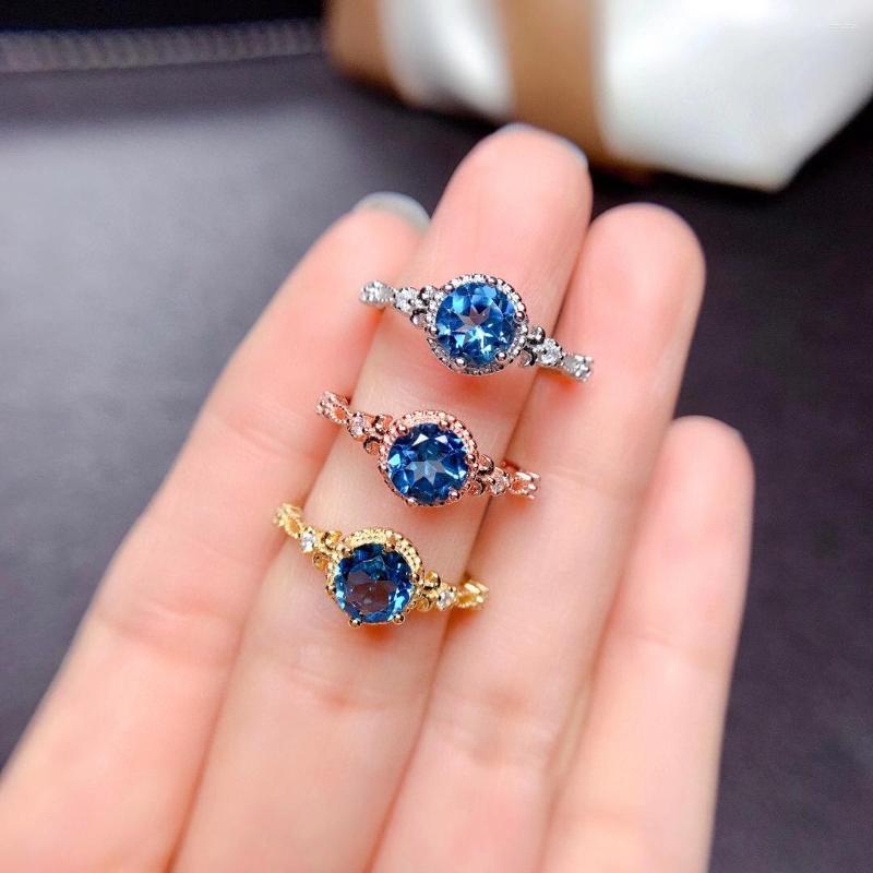 

Cluster Rings Vintage 925 Silver Topaz Ring For Daily Wear 6mm VVS Grade Natural London Sterling Jewelry