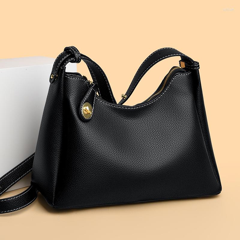 

Evening Bags Style Fashion Zipper Women Buckets Shoulder Crossbody Girls Geniune Leather Handbags Daily Multi-function For Shopping, Beige