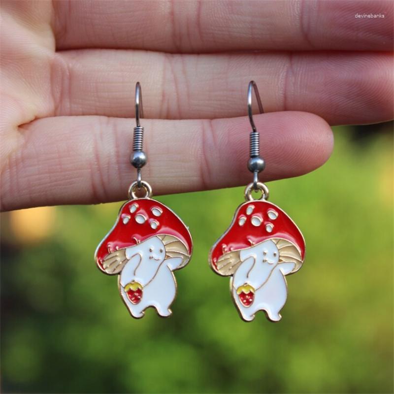 

Dangle Earrings Kawaii Red Mushroom Person / Cottagecore For Women Fairycore Jewellery Hippie Chic Style Lucky Gift