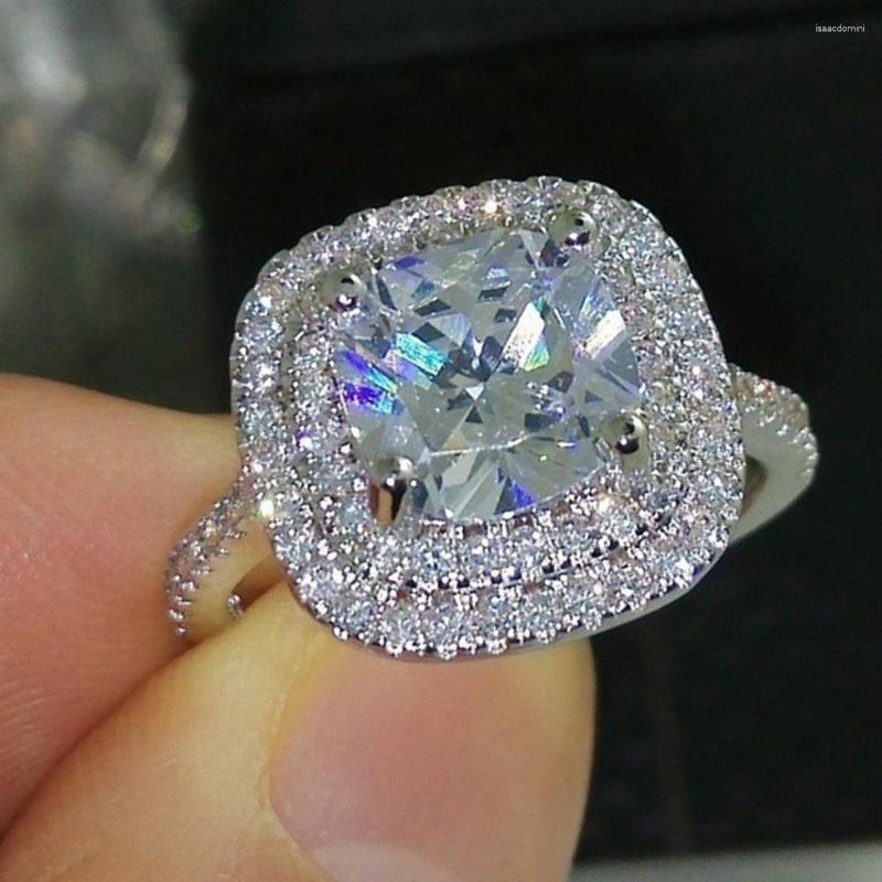 

Cluster Rings WPB Premium Women Ring Shiny Diamond Square Female Luxury Jewelry Lady Brilliant Zircon Design Girl Gift Party