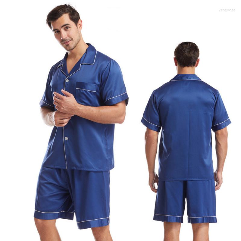 

Men' Sleepwear Summer Mens Pajama Sets For Men Short Sleeve Satin Pajamas Home Suit Pijama Set Nightgown, Red