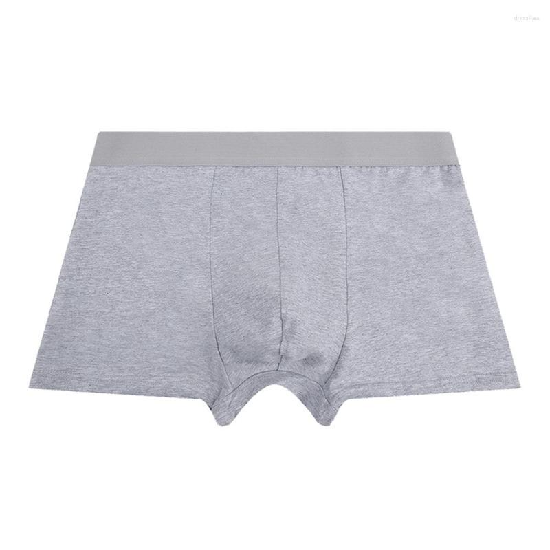 

Underpants Men Soft Cotton Boxer Briefs Convex Pouch Underwear Solid Panties Shorts Breathable Middle Waist Trunks, Dark grey