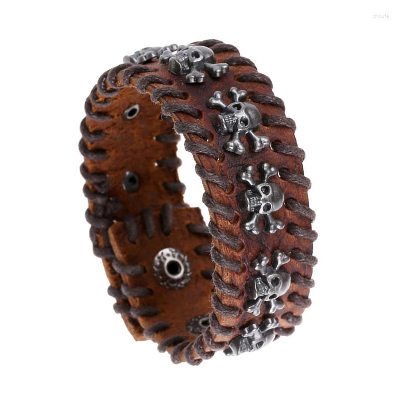 

Charm Bracelets 2023 Punk Men's Bracelet Top Layer Cowhide Knitted Vintage Genuine Leather Gifts Wholesale