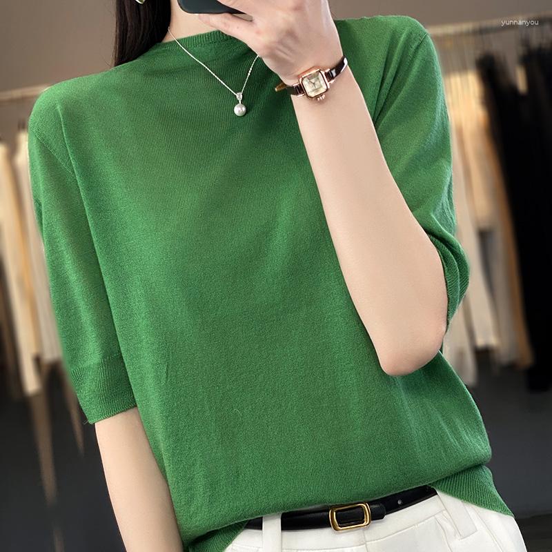 

Women's Sweaters 2023Women's Worsted First-line Ready-to-wear Short-sleeved Seamless Round Neck Lightweight Breathable Pullover In, Naituo