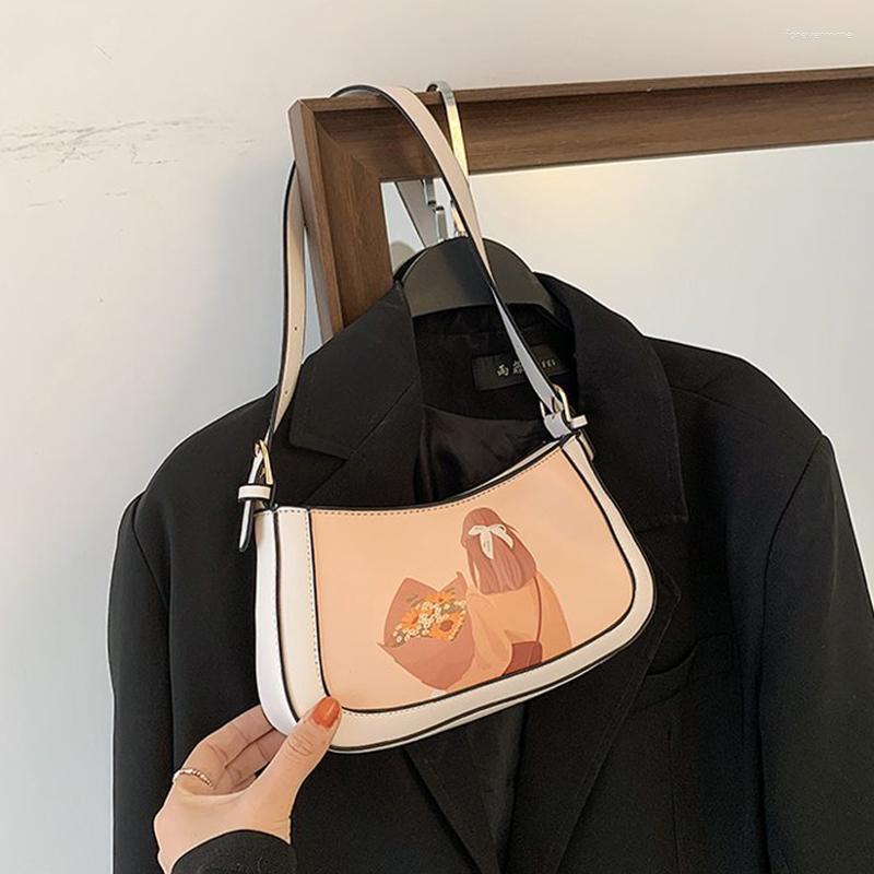

Evening Bags Fashion Printed Women's Shoulder Bag Pu Contrast Color Zipper Underarm Handbag Woman Designer Brand Women, Khaki