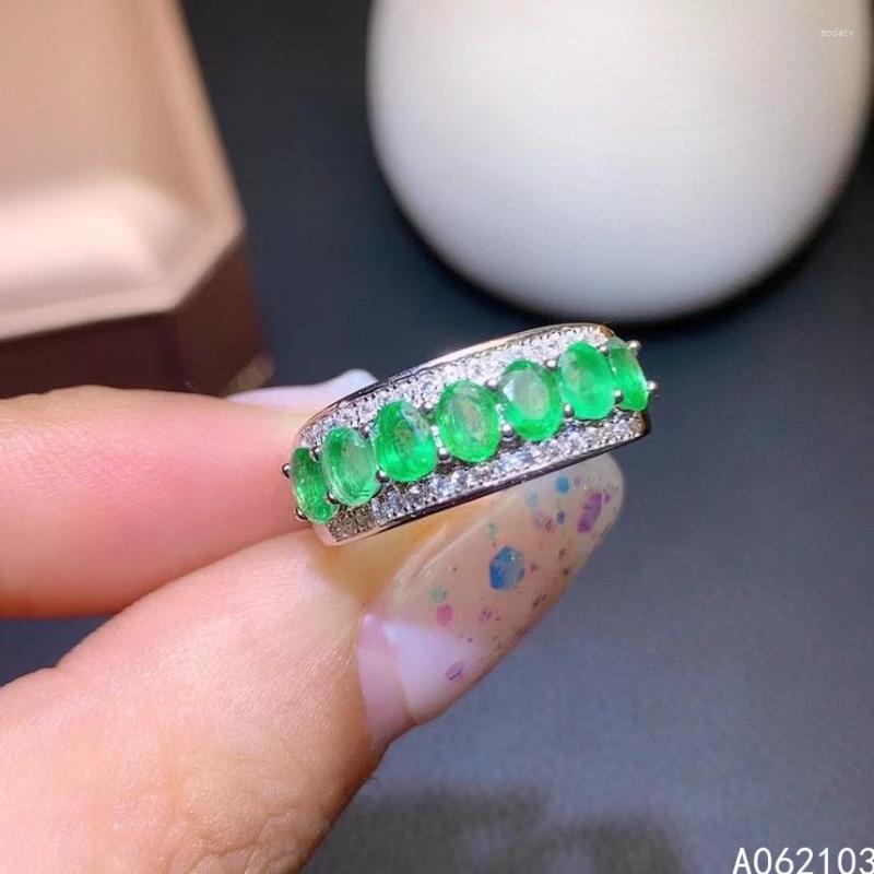 

Cluster Rings KJJEAXCMY Fine Jewelry 925 Sterling Silver Inlaid Natural Emerald Women's Noble Ol Style Water Drop Square Gem Row Ring