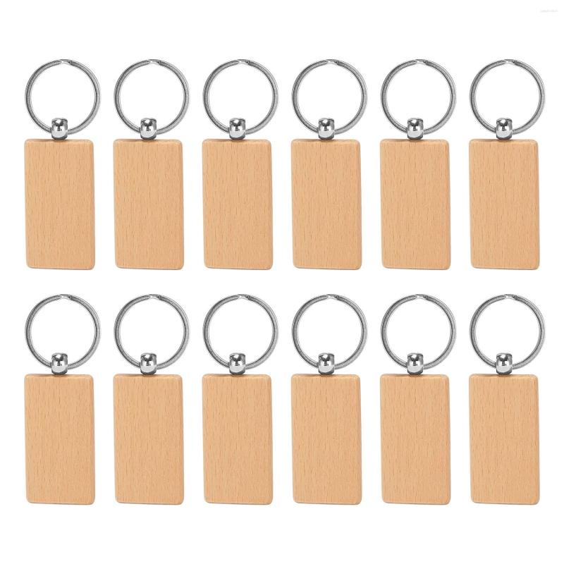 

Jewelry Pouches 12 Pcs Blank Wooden Key Chain Rectangle Tags Wood Keychains Ring For DIY Craft