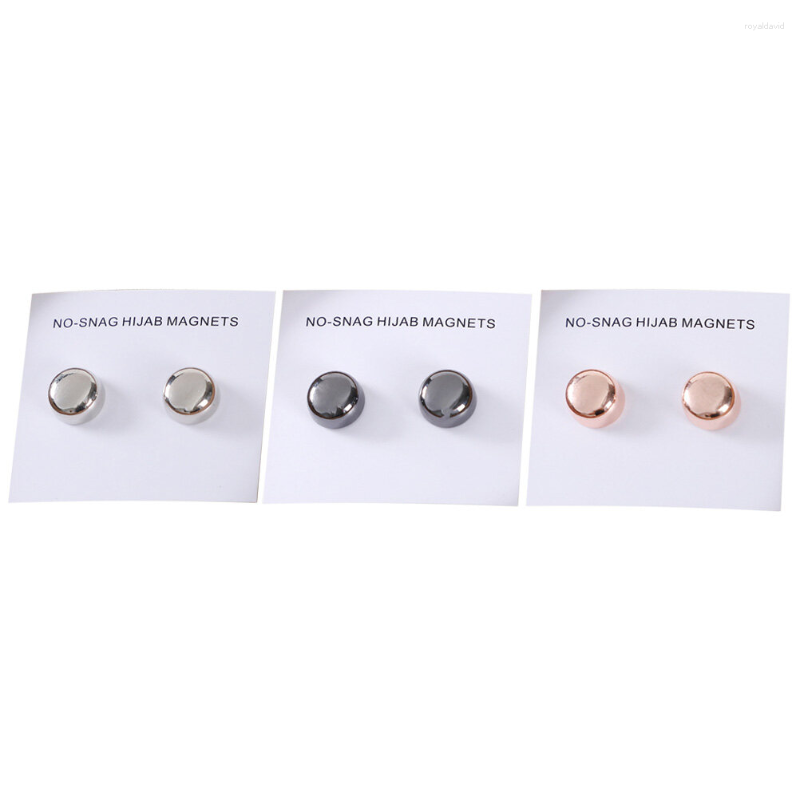 

Brooches 3 Pairs Alloy Glossy Magnetic Snap Clothing Supplies Clasps Headscarf Buckles Vintage Buttons Collar
