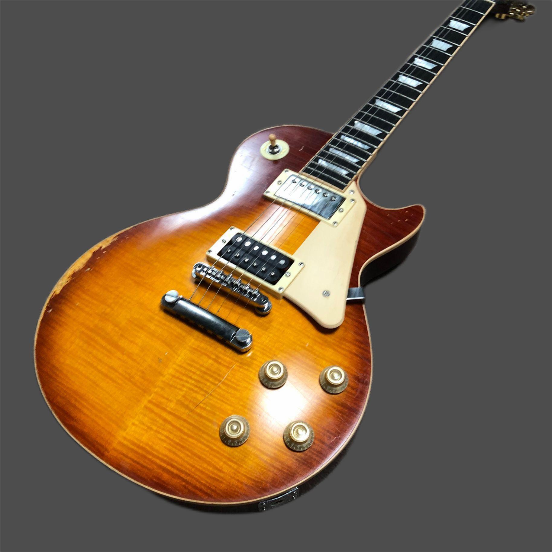 

new high quality lp electric guitar, Sunset blast frosted finish, silver tiger pattern hardware electric guitar, custom vintage