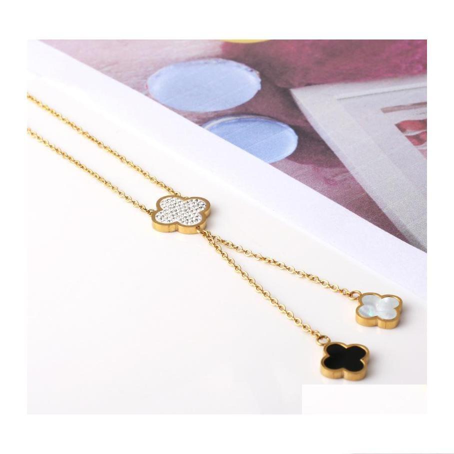 

Pendant Necklaces Est Ladies Shell Clover Necklace 18K Gold Stainless Steel Jewelry For Women Drop Delivery Dhzxl