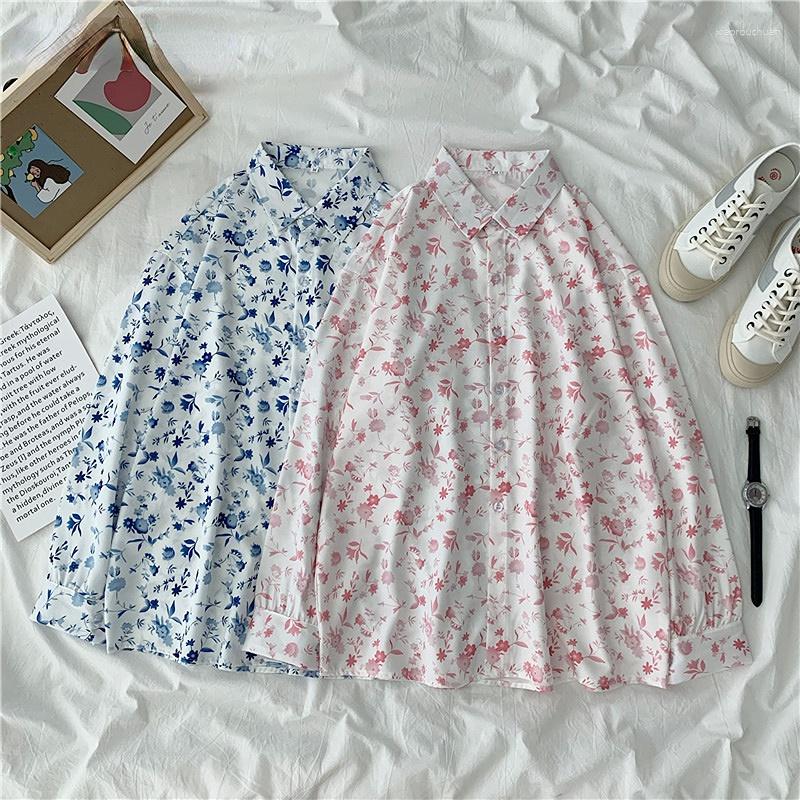 

Women's Blouses DAYIFUN Colorful Shirt For Women Single Breasted Print Japanese Style Blouse Chic Trendy Streetwear Holiday Casual BF Loose