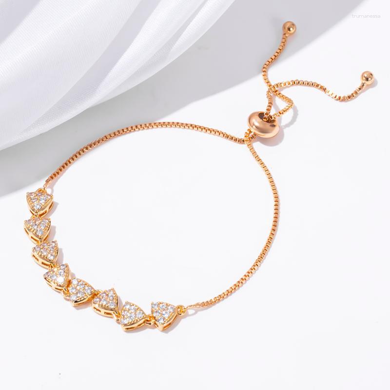 

Link Bracelets Chain Yunkingdom Jewelry White CZ Adjustable Gold Bracelet For Women Triangle Geometric Elegant Trendy Gifts Raym22