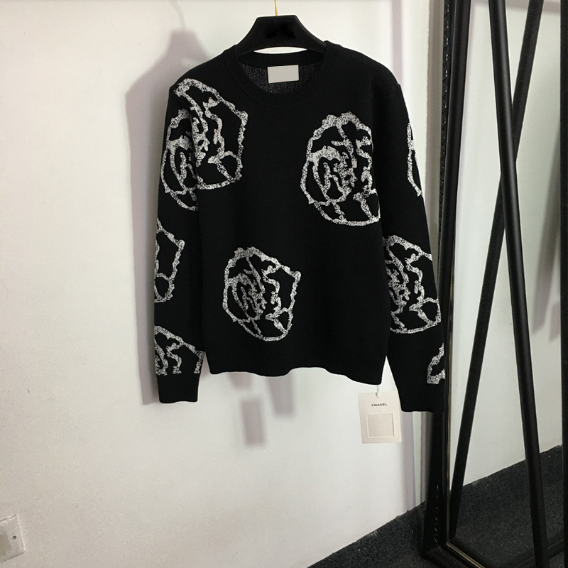 

Creative Flower Jacquard Sweaters Womens Knit Tops Crew Neck Long Sleeve Tees Girls Personality Designer Sweater Clothing, Pink