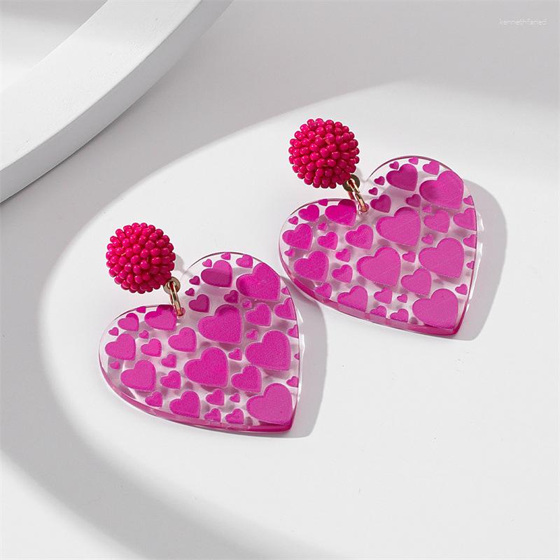 

Dangle Earrings Viva Magenta Pendant Summer Beach Acrylic Fashion Pink Heart Jewelry For Women 2023 Festival Party Earring