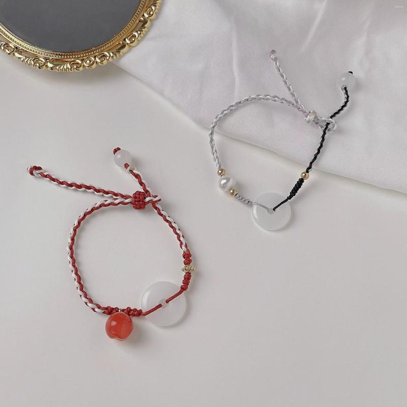 

Charm Bracelets 2023 In Fashion Exquisite Niche Design Retro Safe Button Imitation And Jade Bracelet For Women Jewelry